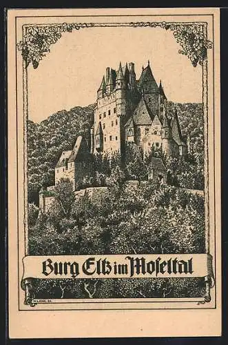 Künstler-AK Burg Eltz im Moselthal