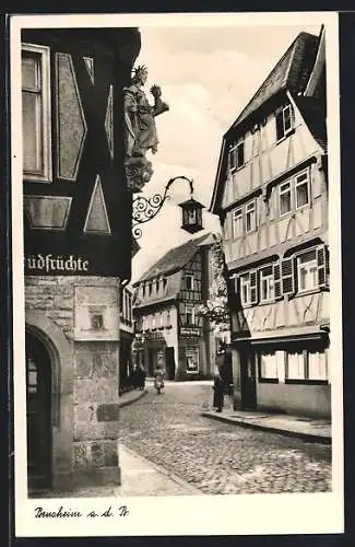 AK Bensheim a. d. B., Ortsansicht mit Strassenpartie