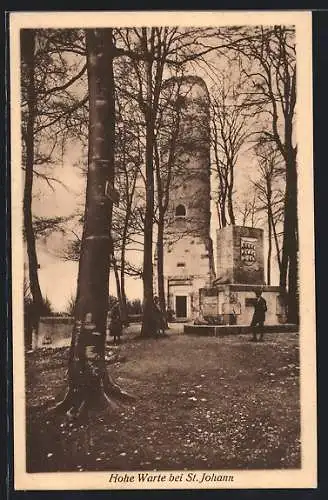 AK St. Johann / Urach, Hohe Warte mit Denkmal