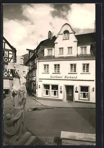 AK Bernkastel /Mosel, Gasthaus und Weinhaus Burkard, Burgstr. 1