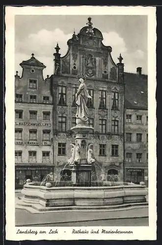 AK Landsberg am Lech, Rathaus und Marienbrunnen