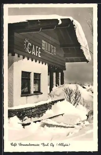 AK Bad Oy /Allgäu, Café Sonnenterrasse im Schnee