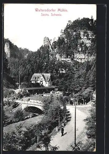 AK Hohnstein / Sächs. Schweiz, Gasthaus Waltersdorfer Mühle