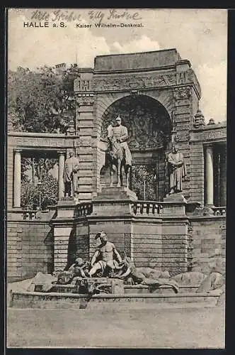 AK Halle a. S., Am Kaiser Wilhelm-Denkmal