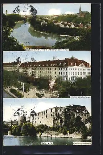 AK Halle / Saale, Saalepartie, Moritzburg, Franksche Stiftung