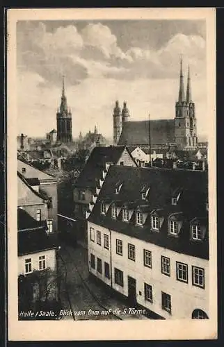 AK Halle /Saale, Blick vom Dom auf die 5 Türme
