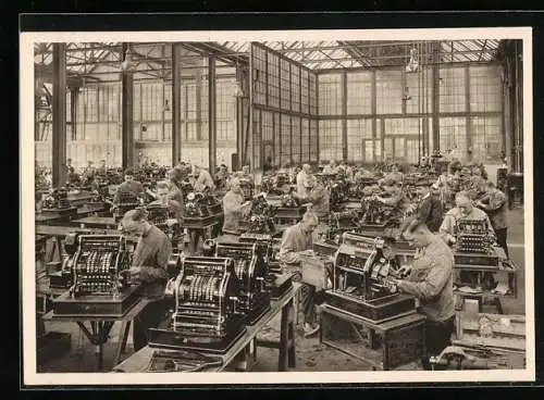 AK Essen, Fried. Krupp AG, Fabrikarbeiter beim Registrierkassenbau