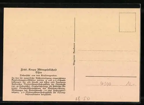 AK Essen, Fried. Krupp Aktiengesellschaft, Teilansicht aus dem Kraftwagenbau