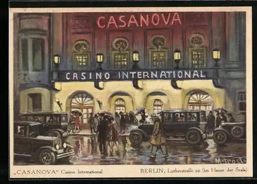 Künstler-AK Berlin, Casino International Casanova, Lutherstrasse 22, Anfahrt