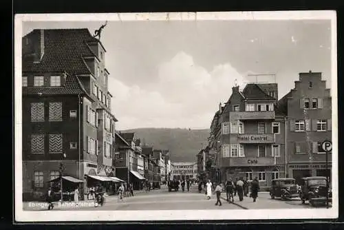AK Ebingen, Hotel-Café Central an der Bahnhofstrasse