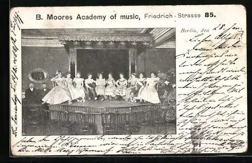 AK Berlin, B. Moore`s Academy of music, Friedrich-Strasse 85, Bühnenszene