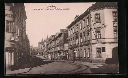AK Freiberg / Sachsen, Poststrasse Ecke Erbische Strasse