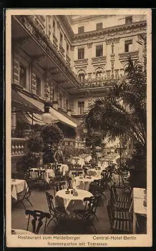 AK Berlin, Restaurant zum Heidelberger im Central-Hotel, Sommergarten