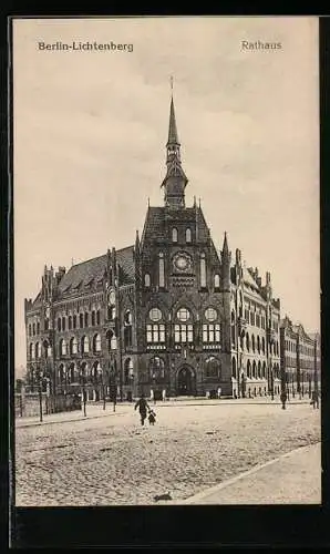AK Berlin-Lichtenberg, Blick zum Rathaus
