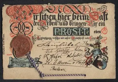 AK Prosit mit Alkohologramm, Studentenwappen, Wachssiegel