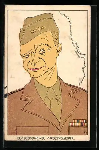 AK Karikatur Gen. D. Eisenhower, Opperbevelhebber