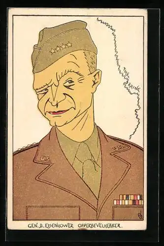 AK Karikatur Gen. D. Eisenhower, Opperbevelhebber