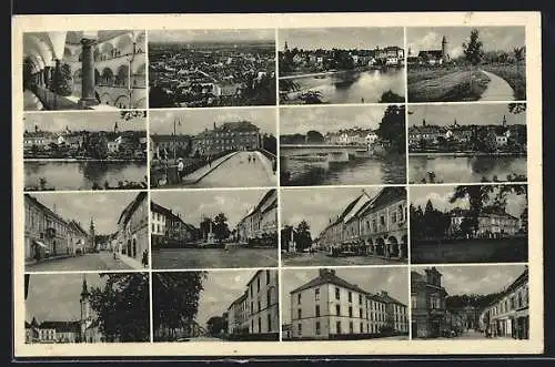 AK Radkersburg, Promenade im Frühling, Flusspartie, Strassenpartie, Kirche, Denkmal