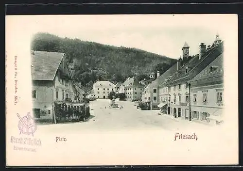 AK Friesach, Strassenpartie mit Brunnen