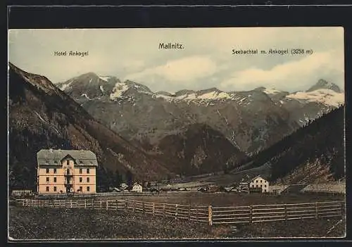 AK Mallnitz, Hotel Ankogel mit Seebachtal