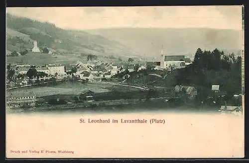 AK St. Leonhard im Lavantthale, Ortsansicht aus der Vogelschau