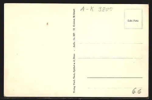 AK Spittal a. d. Drau, Stadtansicht vor schneebedeckten Bergen