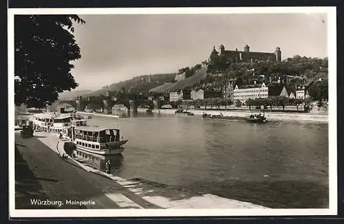 AK Würzburg, Mainpartie mit Schiffen