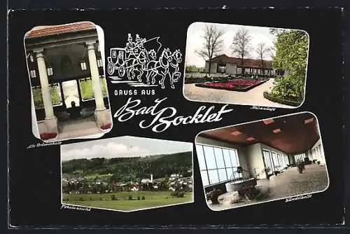 AK Bad Bocklet, Kuranlage, alte Brunnenhalle und Wandelhalle