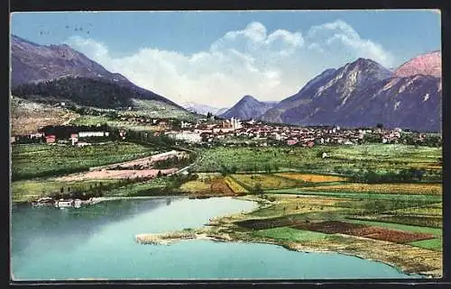 AK Levico, Ortspanorama mit Gebirge, Valsugana