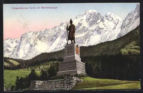 AK Tarvis, Kriegerdenkmal mit Manhartgruppe