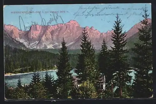 AK Tarvis, Weissenfelser See vor Bergpanorama