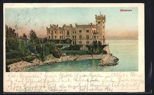 AK Triest, Miramare, Blick auf das Schloss