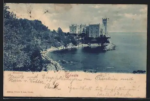 AK Trieste, Miramare, Schloss mit Anleger