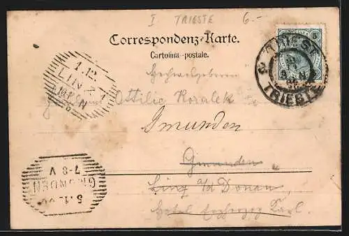 AK Trieste, Miramare, Schloss mit Anleger