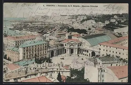 AK Genova, Panorama de S. Brigida, Stazione Principe
