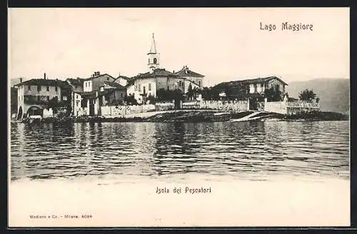 AK Isola dei Pescatori, Lago Maggiore, Bootspartie mit Blick zur Kirche