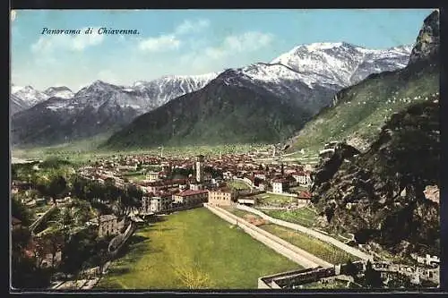 AK Chiavenna, Blick auf die Stadt im Tal