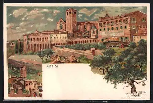 Künstler-AK Raffaele Carloforti: Assisi, Hotel Subbasio a Rossi