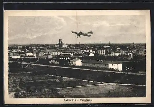 AK Gallarate, Panoramablick, Flugzeug über der Stadt