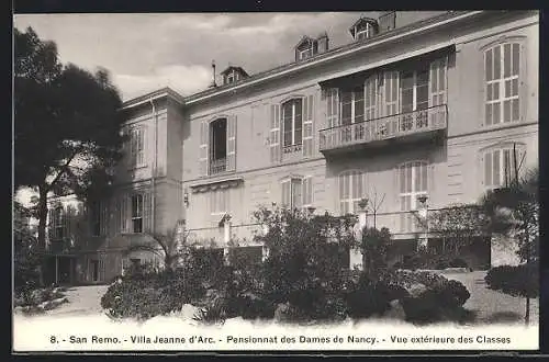 AK San Remo, Villa Jeanne d`Arc, Pensionnat des Dames de Nancy, Vue extérieure des Classes