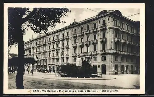 AK Bari, Via Cavour, Monumento a Cesare Battisti, Hotel d`Oriente