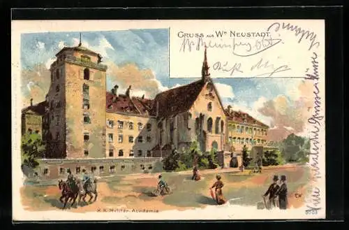 Lithographie Wiener Neustadt, K. K. Militär-Academie