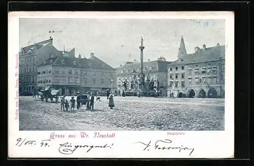 AK Wr. Neustadt, Hauptplatz mit Denkmal