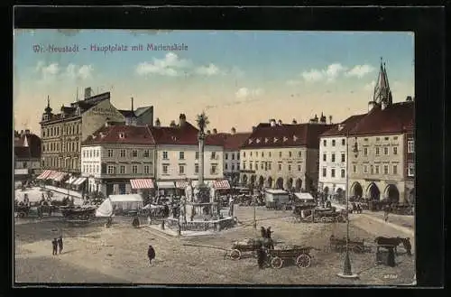 AK Wiener Neustadt, Hauptplatz mit Mariensäule