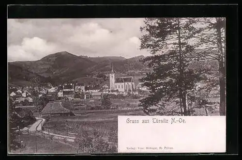AK Türnitz /N.-Oe., Ortspartie mit Kirche