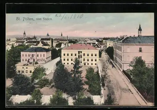 AK St. Pölten, Teilansicht mit Strassenpartie von Süden