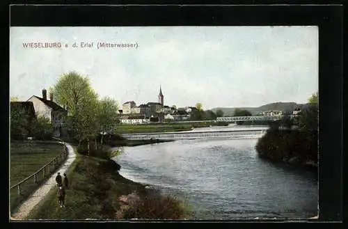 AK Wieselburg a. d. Erlauf, Ortspartie am Mitterwasser