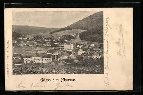 AK Klausen-Leopoldsdorf /N.-Oe., Teilansicht mit Kirche