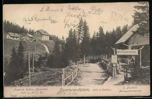 AK Sonnwendstein, Friedrich Schüler-Alpenhotel und G. Lindner`s Alpengastwirtschaft