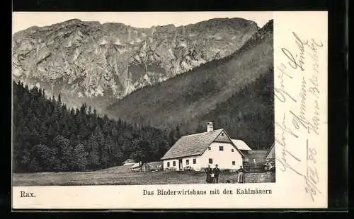 AK Rax, Gasthaus Binderwirtshaus mit den Kahlmäuern